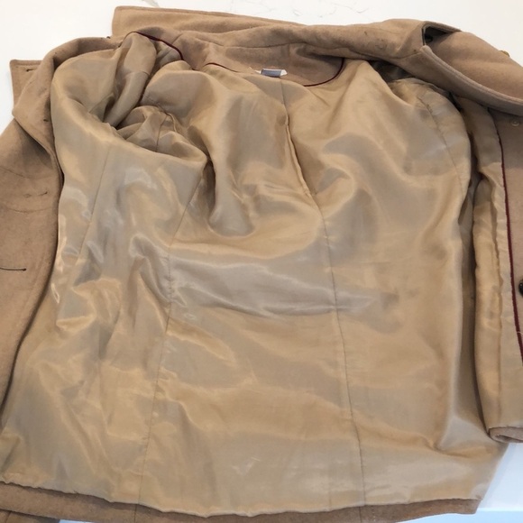 Pure Alfred Sung wool pea coat 🧥  camel colour SZ L button down - Picture 10 of 10